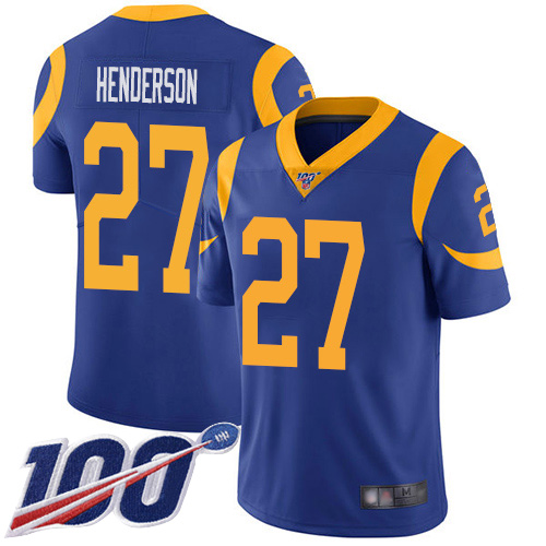 Los Angeles Rams Limited Royal Blue Men Darrell Henderson Alternate Jersey NFL Football 27 100th Season Vapor Untouchable